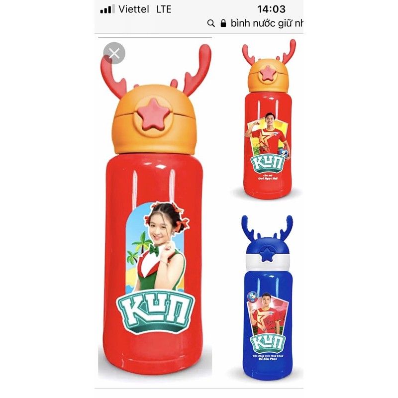 Bình nước kun giữ nhiệt 500ml - bình nước sữa kun hàng khuyến mãi từ kun