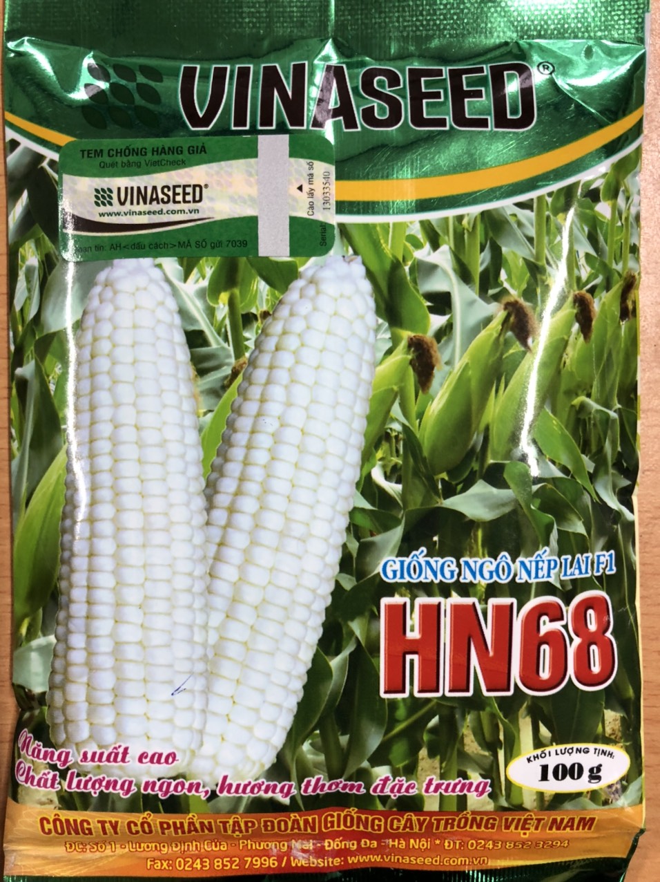 Hạt giống ngô nếp lai hn68 rất thơm gói 100g