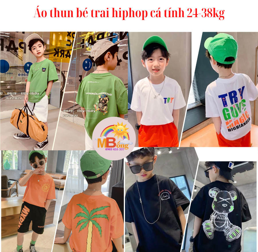 Áo Hiphop, Áo thun bé trai in hình siêu đẹp, đồ tết cho bé