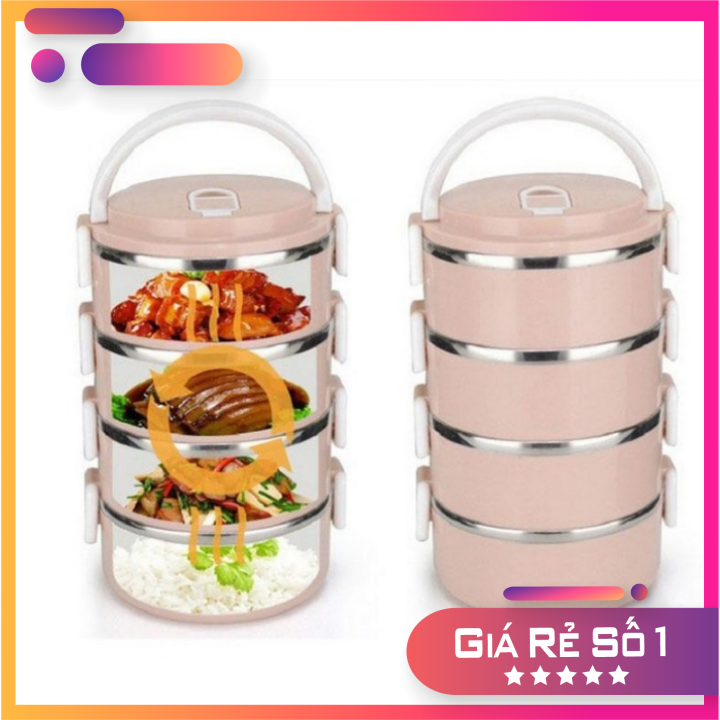 Hộp đựng cơm cặp lồng cơm giữ nhiệt lúa mạch ruột inox dung tích 2.8l,cặp lồng cơm giữ nhiệt đa năng
