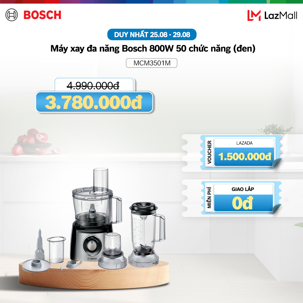 Máy xay đa năng bosch mcm3501m 800w 50 chức năng - hàng chính hãng
