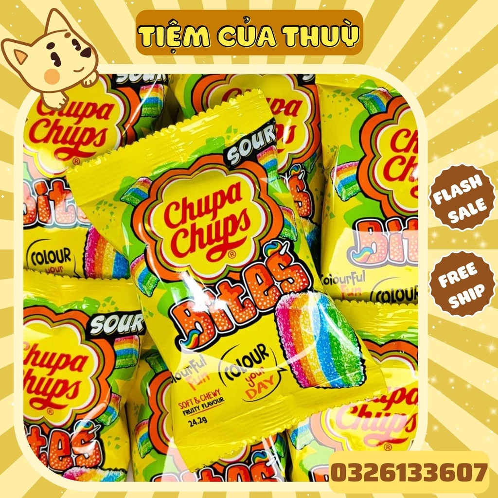 Kẹo dẻo trái cây chupa chups sour bites gói 24g