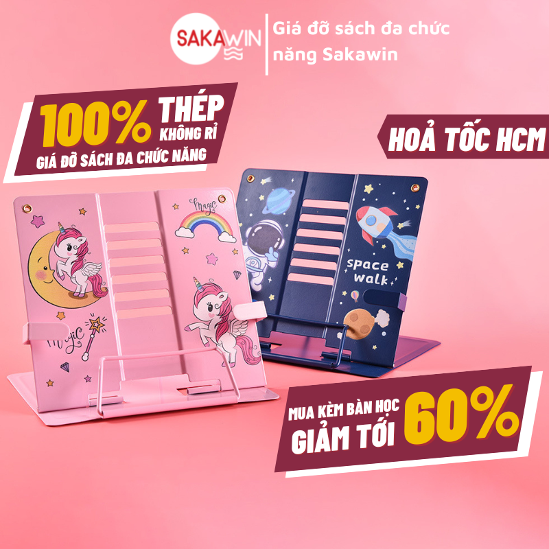 Giá đỡ sách chống cận Sakawin, Giá đỡ ipad thông minh, Chất liệu kim loại cao cấp