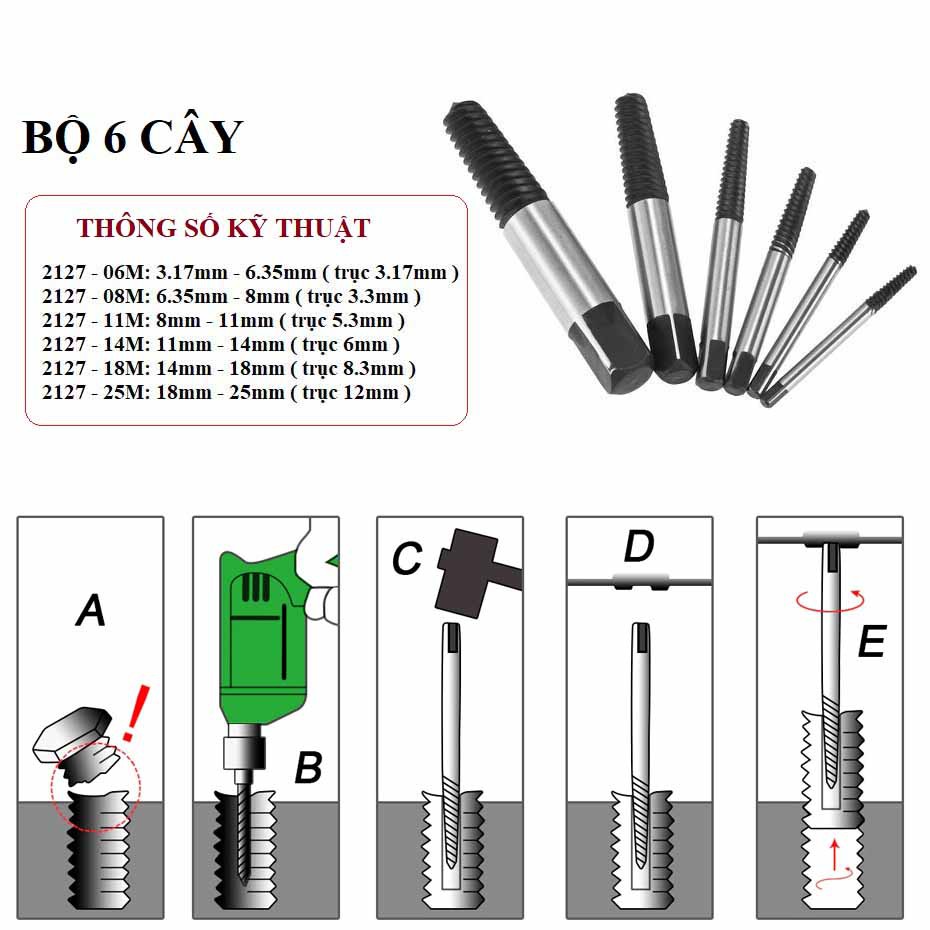 Bộ taro ốc gẫy kingtony 6 cây