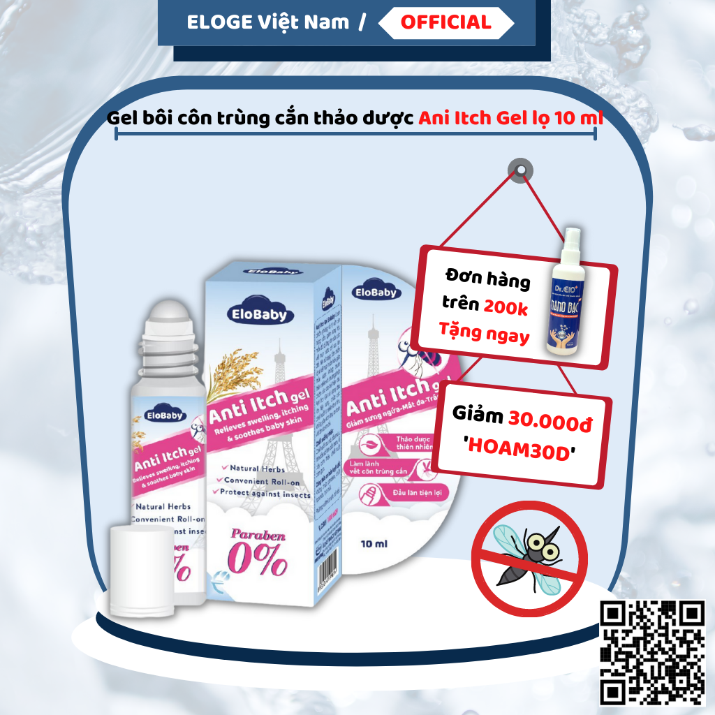 Gel bôi côn trùng cắn thảo dược Ani Itch Gel lọ 10 ml, giúp làm lành da do bị côn trùng, rôm sẩy, mẩn ngứa - ELOGE