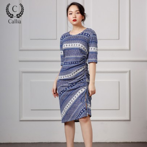 Đầm Thun Callia thiết kế Rút Dây tay ngắn Kayee
