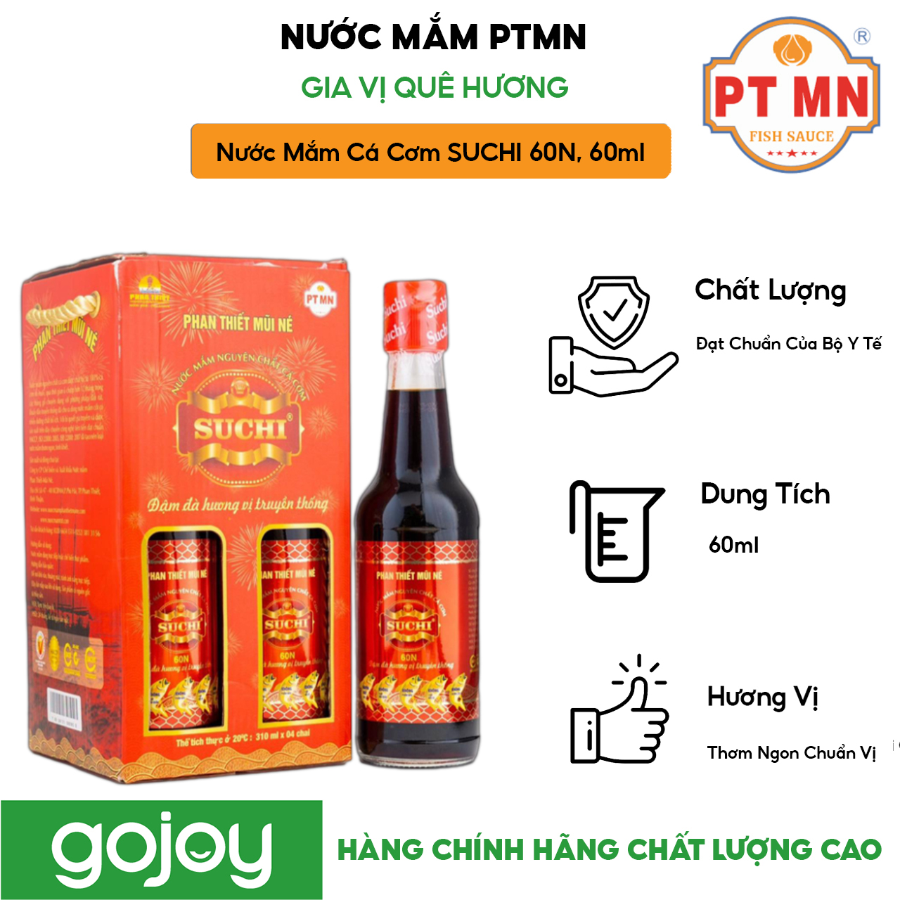 Nước Mắm Cá Cơm SUCHI 60 Độ Đạm, 60ml GIA VỊ QUÊ HƯƠNG