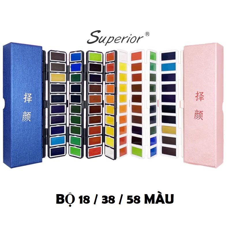 [HCM][RẺ VÔ ĐỊCH - TẶNG BÚT GEL TRẮNG SUPERIOR] MÀU NƯỚC SUPERIOR THẺ GẬP 18/38/58 MẪU MỚI - Dụng cụ vẽ MINH BẢO