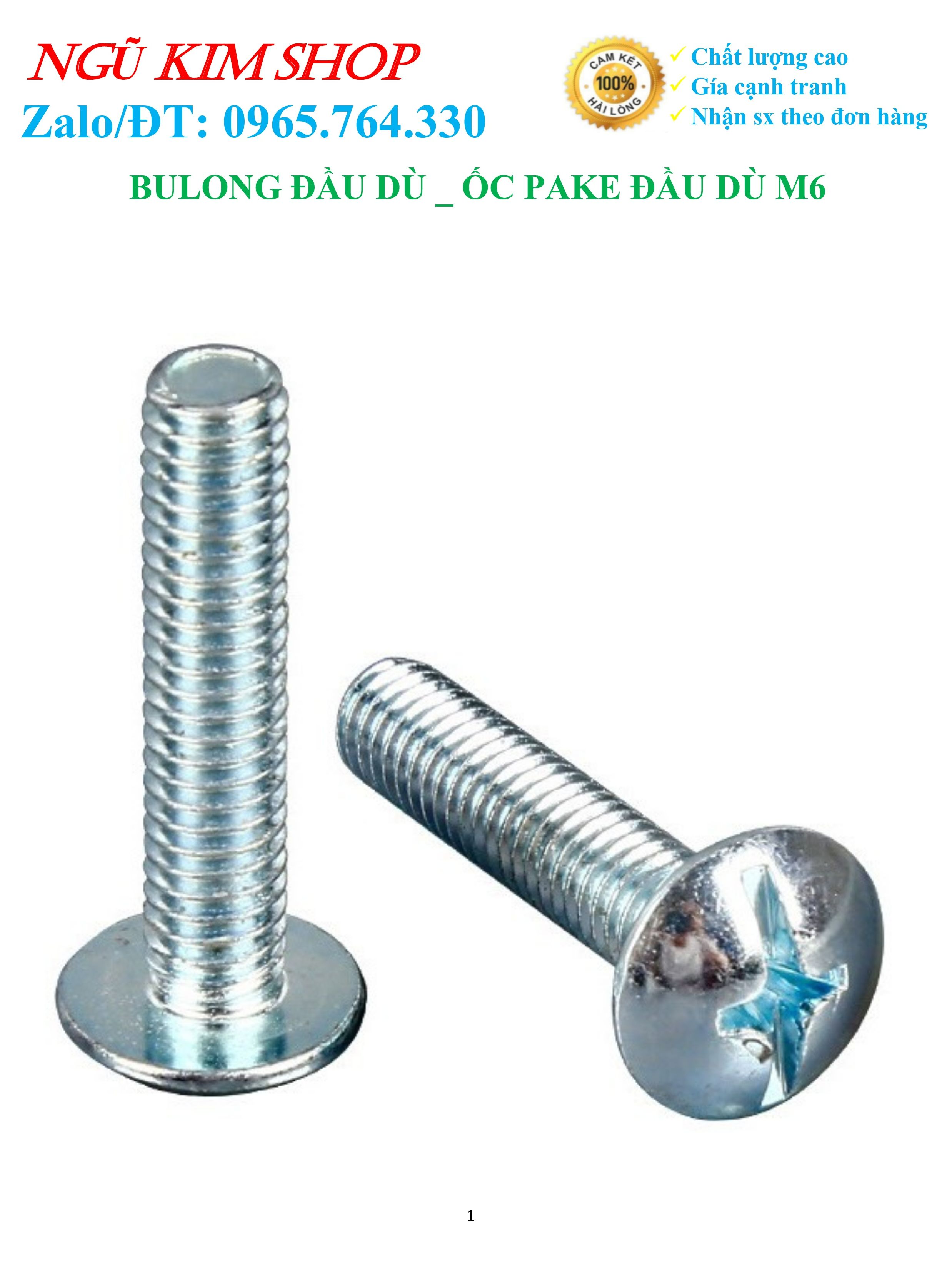 Bulong đầu dù _ ốc pake đầu dù m6