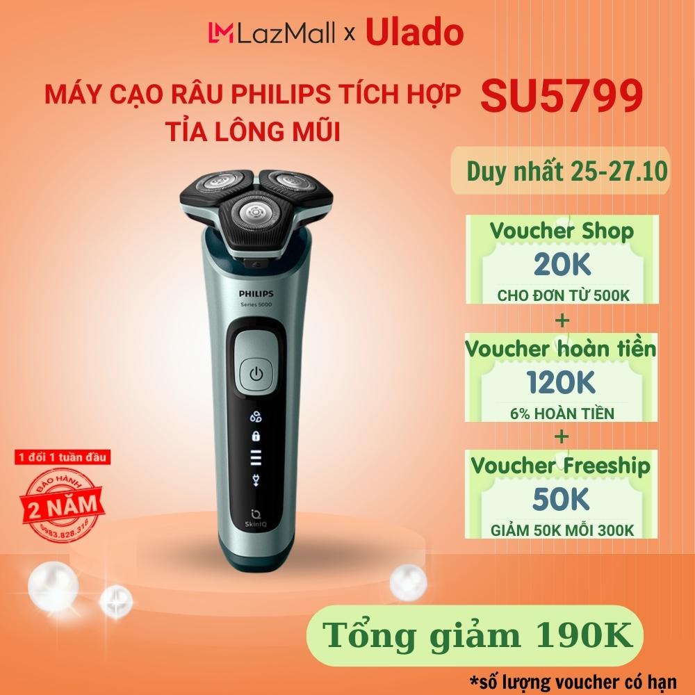 Máy cạo râu điện philips su5799 cạo râu khô và ướt, kèm đầu cắt lông mũi seri s5000 - bh 24 tháng - ulado
