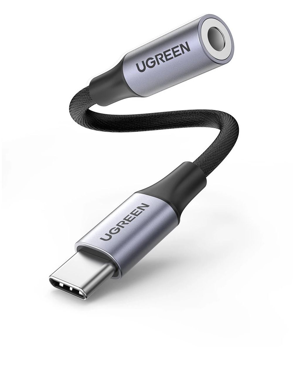 Ugreen 80154 10cm màu xám bộ chuyển usb type c ra 3.5mm headphone audio hỗ trợ điện thoại samsung mới av161 80154