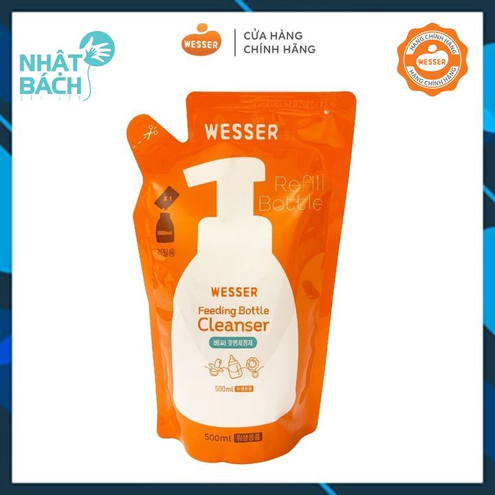 Nước rữa bình sữa và rau quả wesser bịch 500ml - nhật bách store