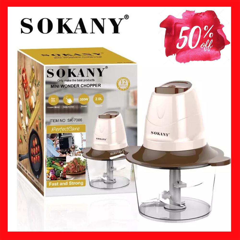 [HÀNG CAO CẤP ] Máy xay sinh tố, máy xay thịt cao cấp SOKANY LB7006A hai tốc độ xay, dung tích 2.0L, công suất 300W, cối inox 2 lưỡi dao kép, máy xay thực phẩm đa năng xay thịt, tôm, cá, xay đá, xay rau củ quả, đồ ăn dặm cho bé.