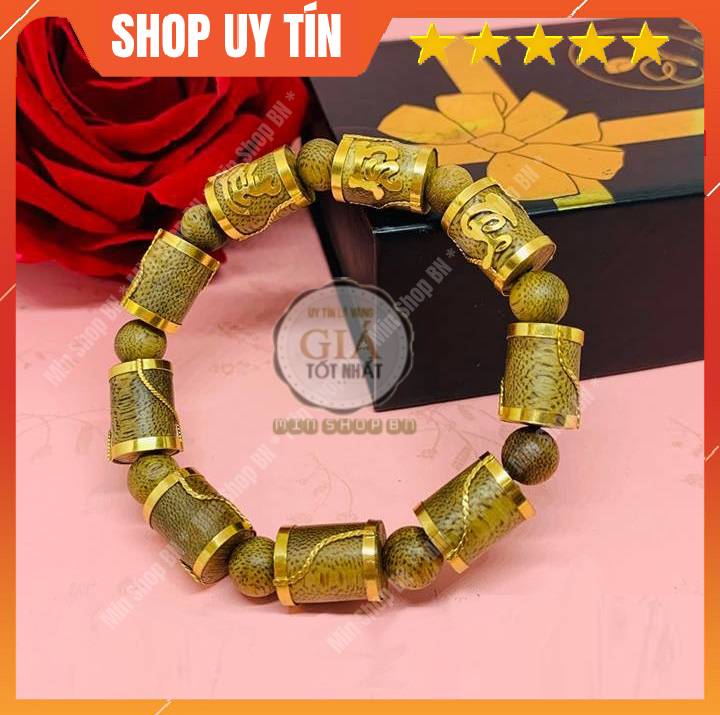 Vòng trầm tự nhiên đốt trúc bọc khoen xi vàng 24K dạng xoắn Phúc Lộc Thọ. Giành cho cả Nam và Nữ.Kèm hộp đựng cao cấp