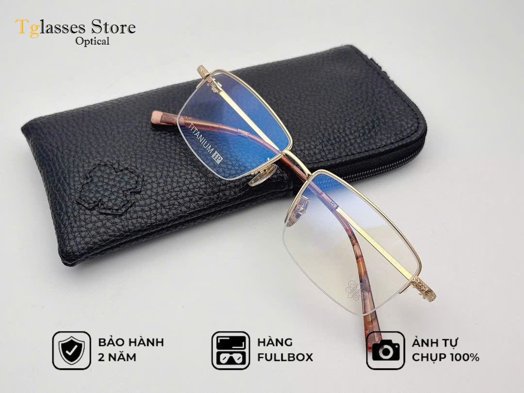 Kính cận thị - đọc sách ( viễn thị ) – Hearts CH8166 Titanum - ống kính ( UVBlue Lens ) Made in Japan ( Cắt theo yêu cầu )