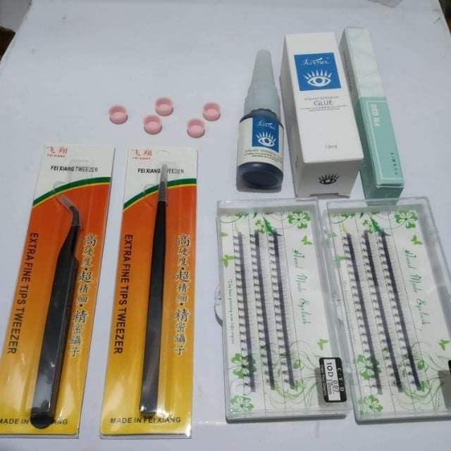 Combo set tự nối mi cơ bản....keo nối mi ko cay Fumix