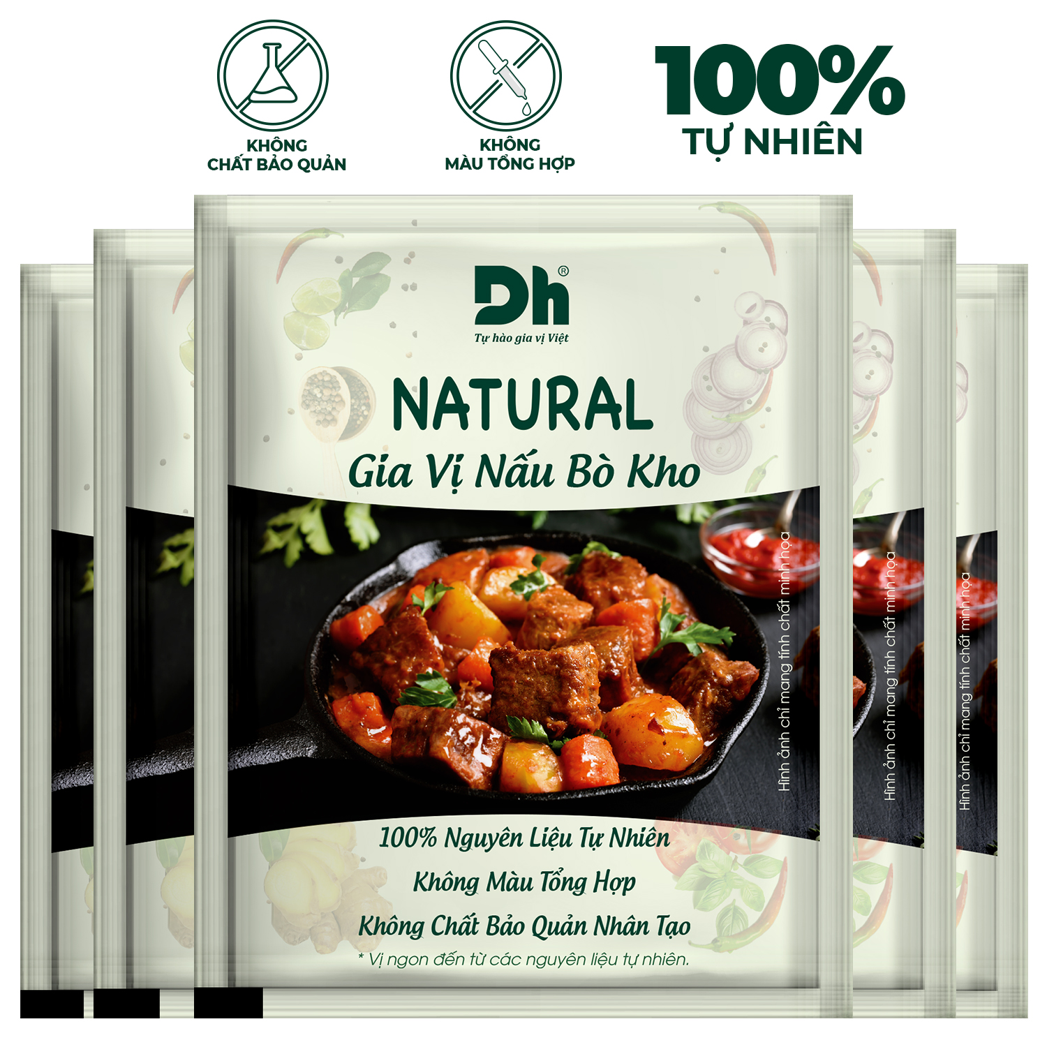 Combo 5 gói Natural Gia Vị Nấu Bò Kho 10gr Dh Foods