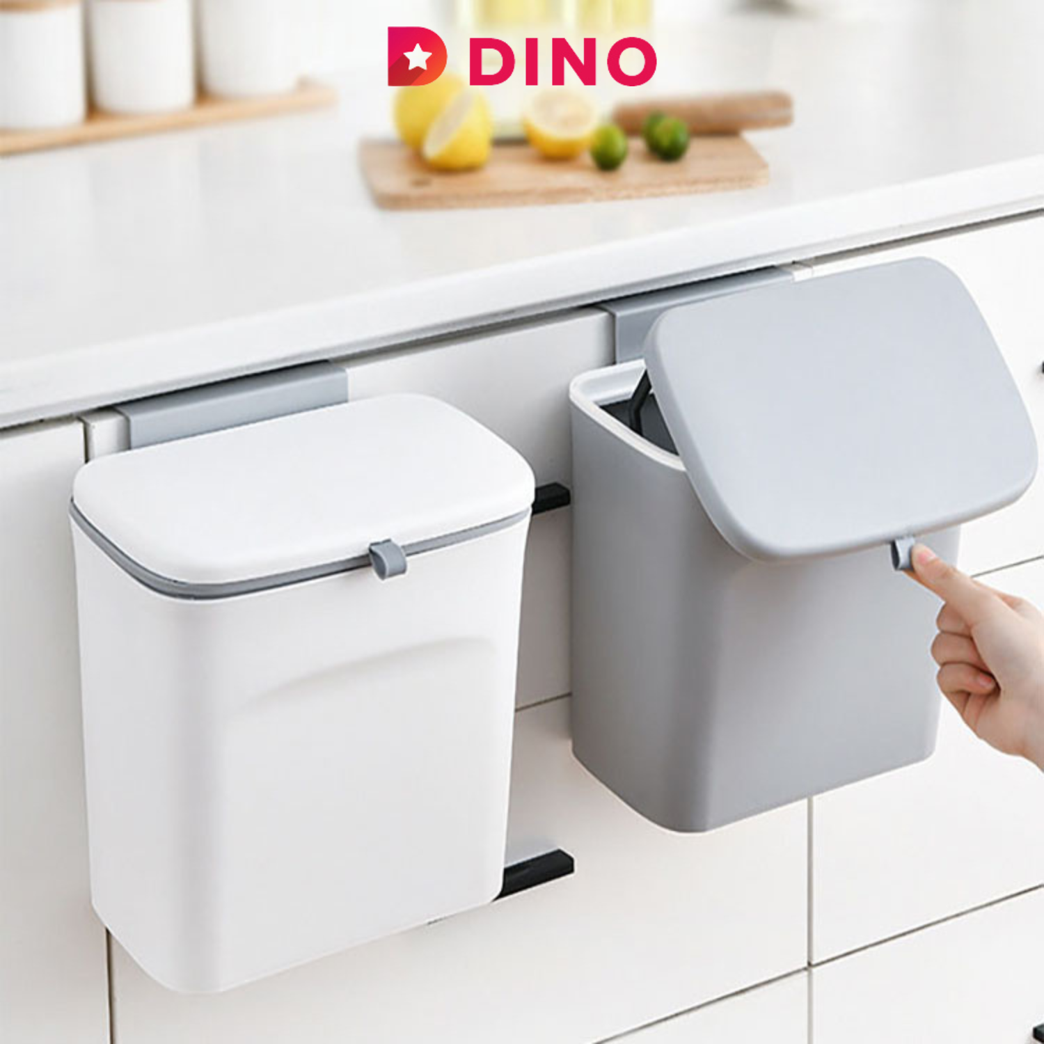 Thùng rác treo cửa, dán cửa tủ nhà bếp có nắp đậy thông minh