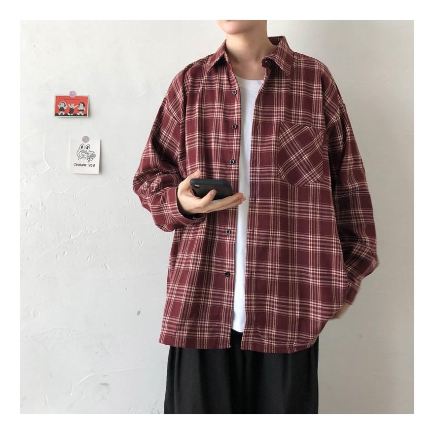 Áo khoác sơ mi caro unisex nam nữ thời trang trẻ