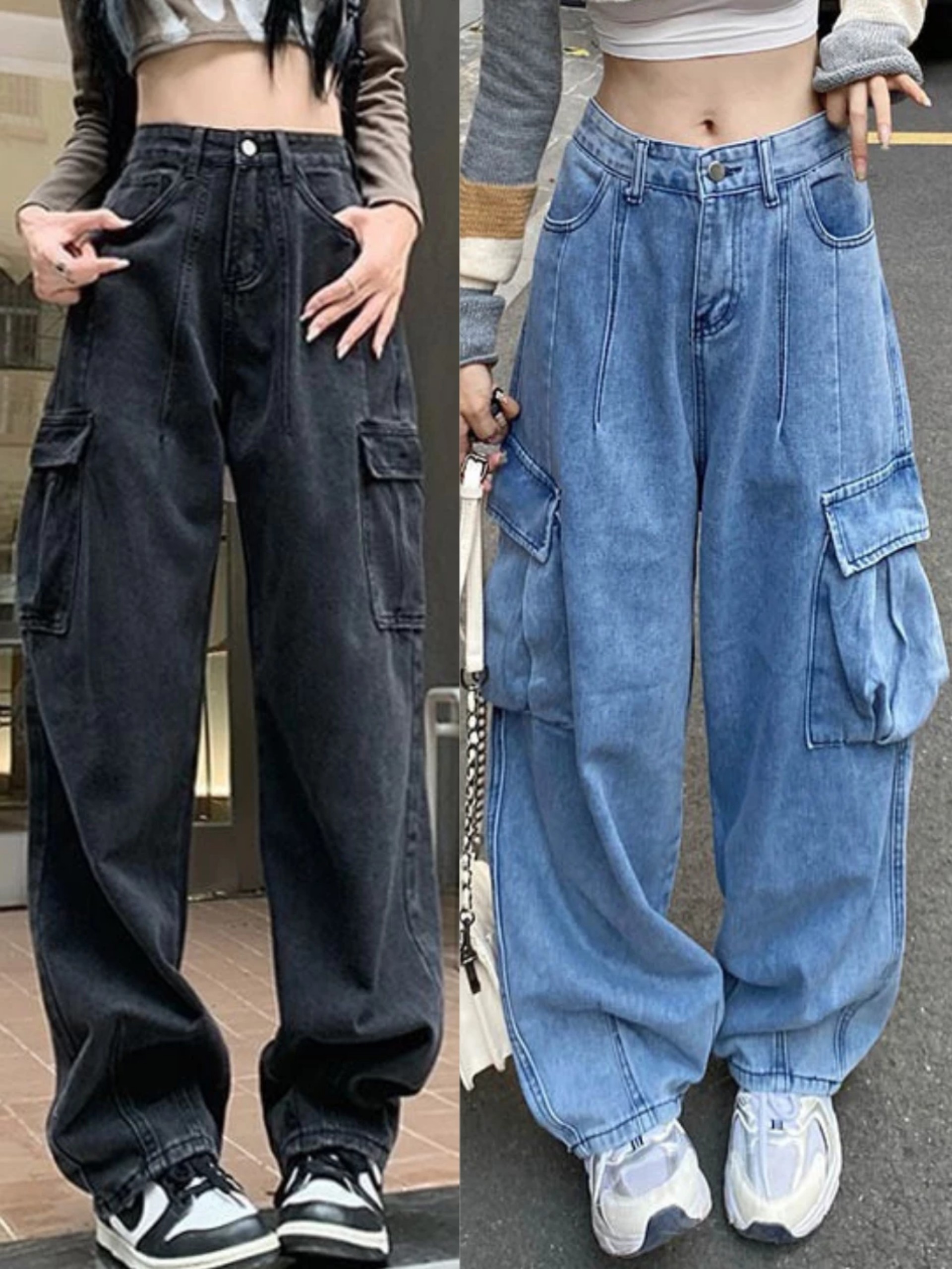 Quần jean ucargo pants túi hộp phong cách unisex nam nữ 247storeFashion Quanjeanucargo3623