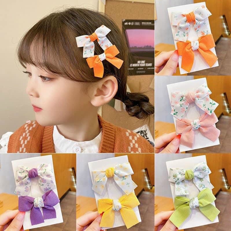 Set hai kẹp tóc nơ Vintage siêu xinh cho bé gái