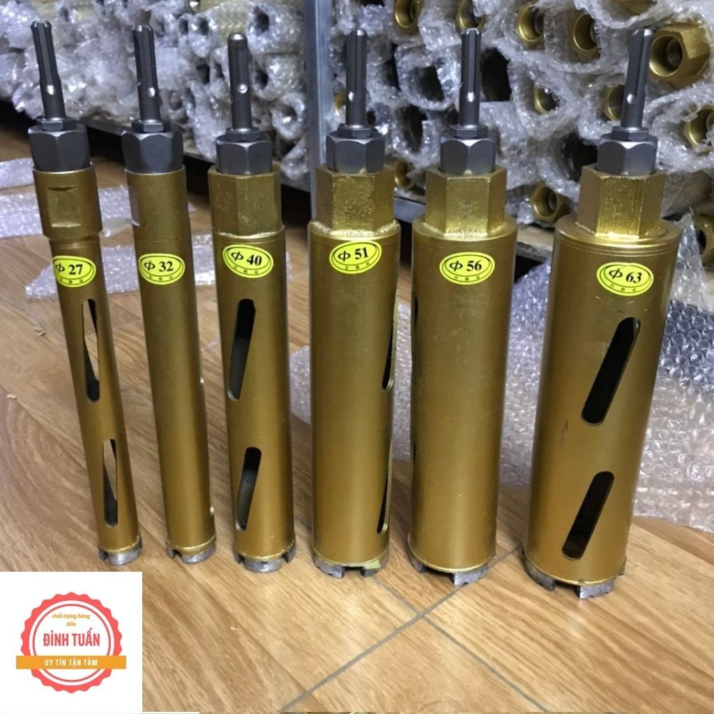 Mũi Khoan Rút Lõi Bê Tông 27,32,40,51,56,63 dài 250mm. Hàng Chính Hãng Giá Rẻ Cho A- E Thợ