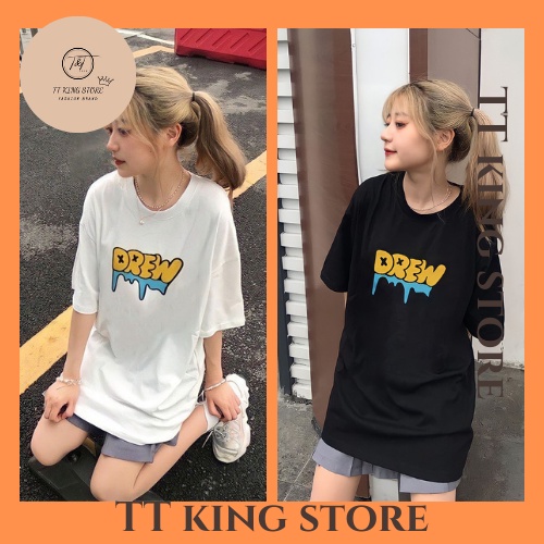 Áo thun drew mặt cười nam nữ tay lỡ form rộng unisex