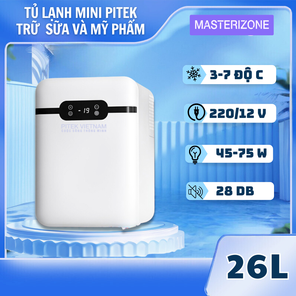 Tủ đông mini có ngăn đá trữ đông bảo quản sữa, mỹ phẩm, nước hoa dung tích 26L - Pitek
