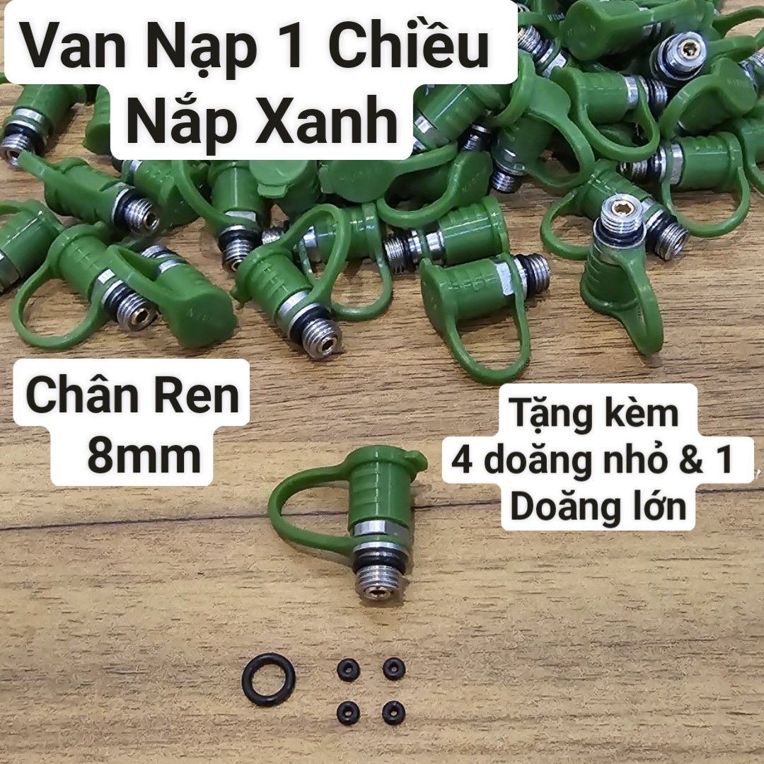 Van nạp một chiều chân 8mm nắp xanh