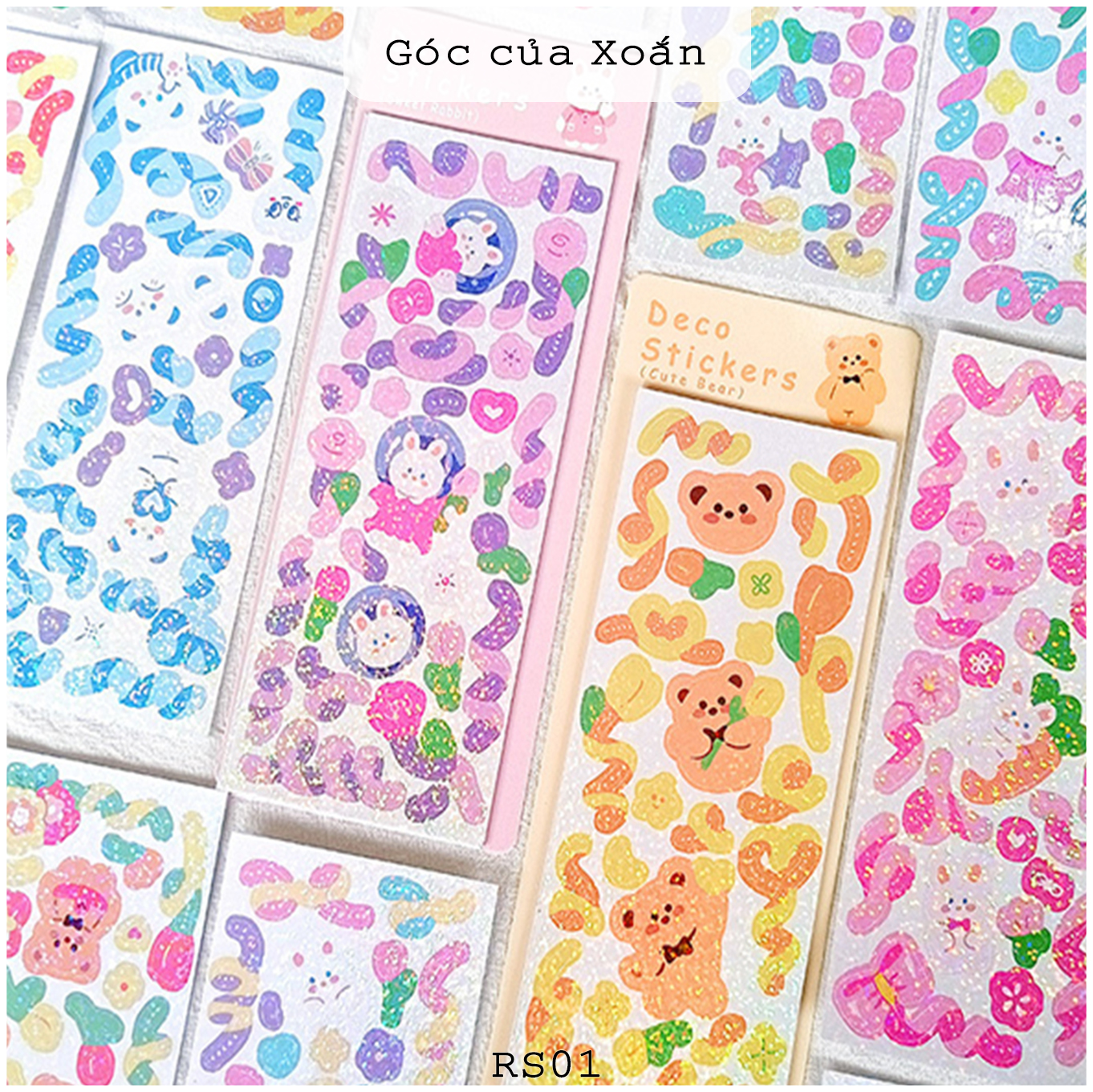Set 6 sheets stickers ribbon sparkling lovely Goc cua Xoan