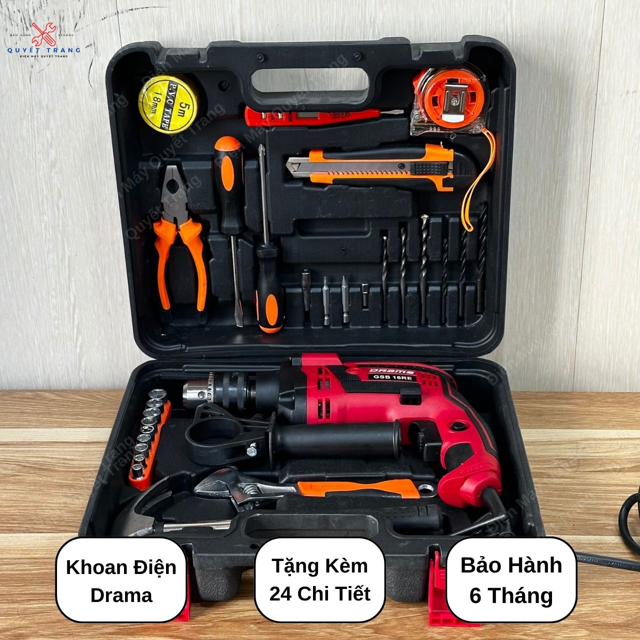 Máy khoan điện drama gsb 16-re đầu kẹp 13mm công suất 1200w chuẩn ruột đồng bảo hành 6 tháng