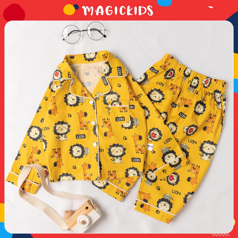 Bộ đồ ngủ cho bé Magickids họa tiết con vật đáng yêu mềm mại thoáng mát BR20017