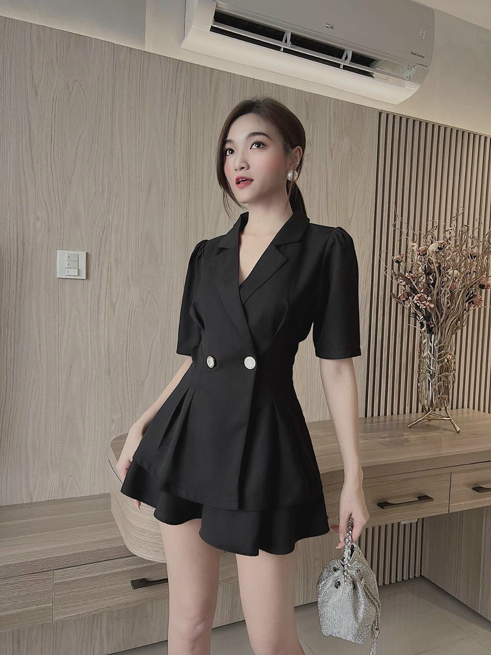Set áo vest chân váy giả quần sang chảnh siêu xinh đi học đi chơi siêu xinh điệu đà nữ tính