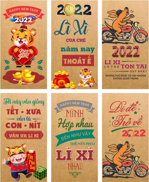 Bao lì xì Tết nhâm dần tổng hợp nhiều mẫu