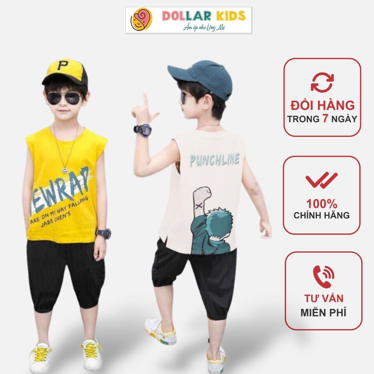 Đồ Bộ Bé Trai, Set Ba Lỗ, Quần Áo Cho Bé Trai Từ 10kg - 46kg Dollarkids