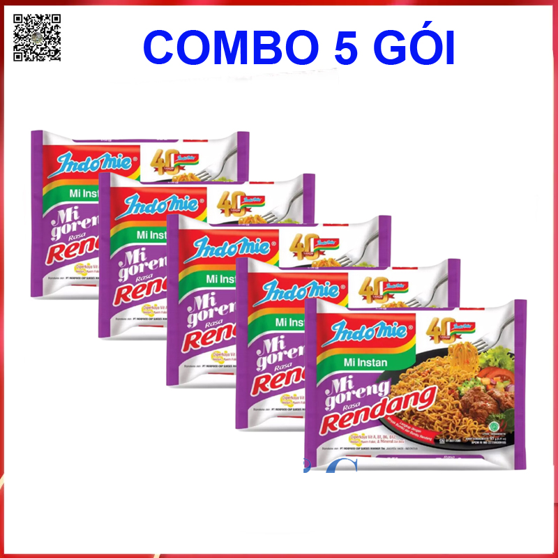 Mì xào khô Indome Goreng [ COMBO 5 GÓI VỊ BÒ CAY ] Mỳ siêu ngon ăn không ngán