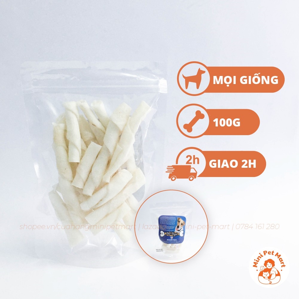 Xương gặm da bò TÀI HƯNG THỊNH 767 (100g) - bánh xương snack bánh thưởng xương gặm cho chó