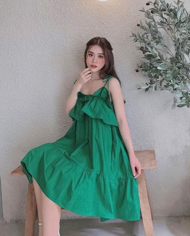 [MẪU MỚI]Đầm baby doll với thiết kế hai dây kiểu tầng dáng xòe tuyệt đẹp thời trang SUNI