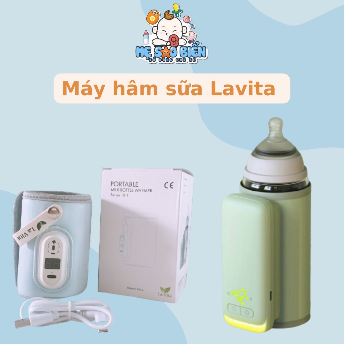 Máy ủ bình sữa di động thông minh La Vita Máy hâm sữa tích điện Lavita