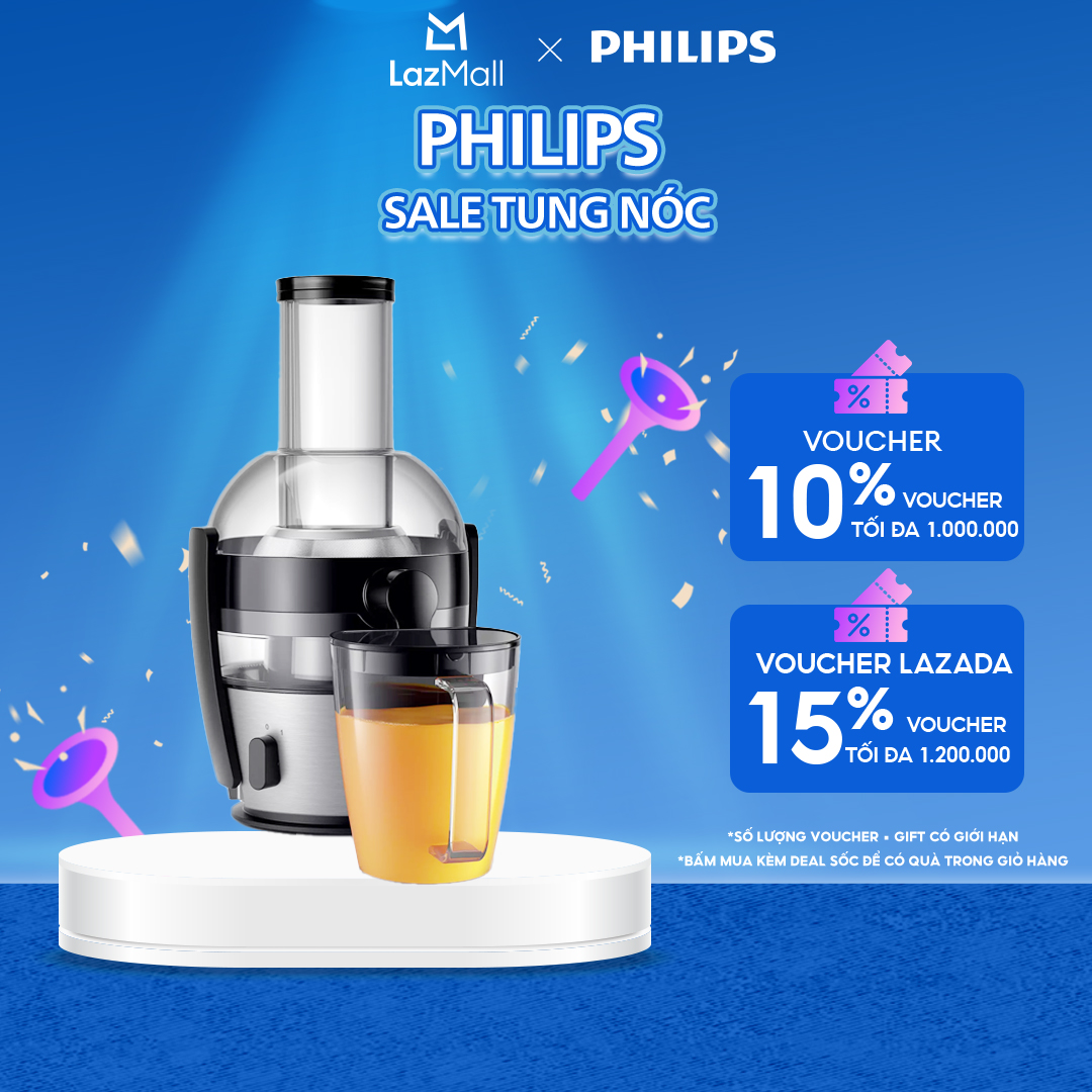 Máy Ép Trái Cây Philips HR1863/20 (800W) -Ca Chứa Nước Ép Lớn: 0.8L-Tối Ưu Dinh Dưỡng,Tiết Kiệm Thời Gian- Công Nghệ Quick Clean-Hàng Phân Phối Chính Hãng