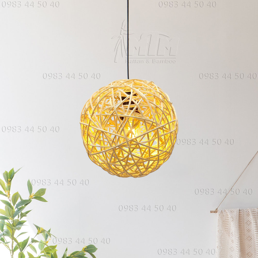 Đèn mây quả cầu tròn mtdm47 - đèn mây tre, đèn trang trí, đèn treo thả.