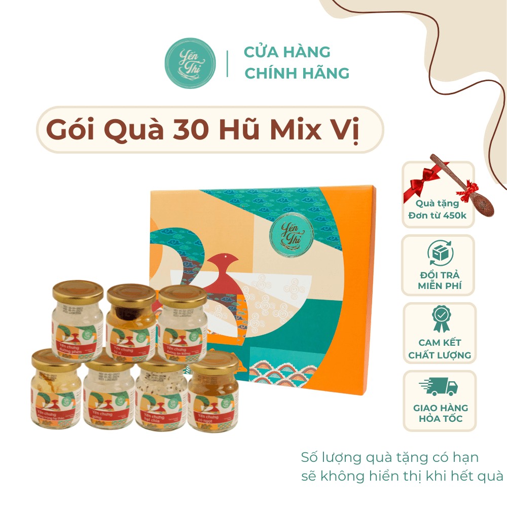  Yến Thị-Gói 30 Hũ Quà Tặng - Yến Chưng Sẵn 30% Yến Tự Nhiên 70ml hũ-Yến Khánh Hoà 