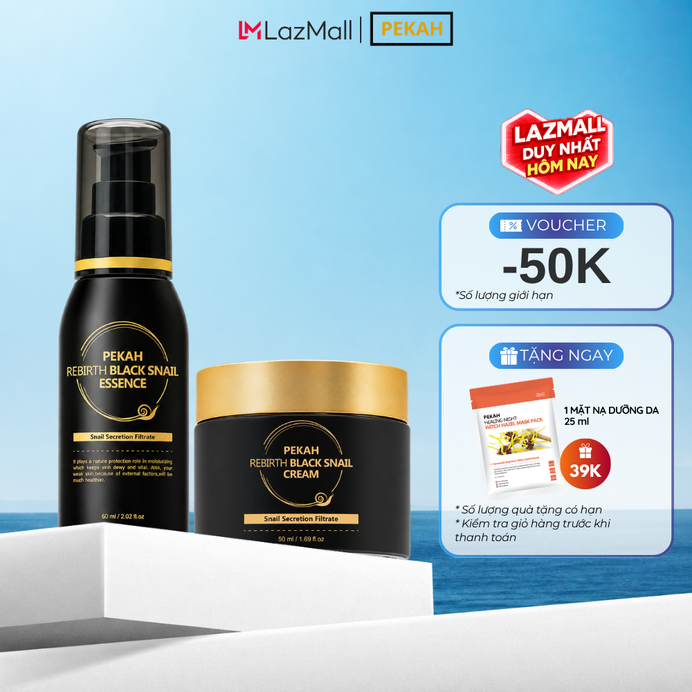 Combo Serum Dưỡng Ẩm PEKAH Chống Lão Hóa Giúp Giảm Nhăn 60ml và Kem Dưỡng Ốc Sên PEKAH Chống Lão Hóa Giúp Mờ Thâm 50ml