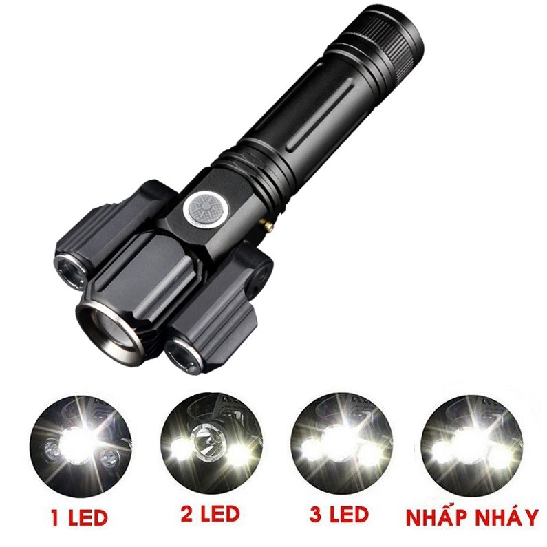 [HCM]Đèn Pin Siêu Sáng Đèn LED Sạc USB 3 Đầu Chiếu Sáng X300 - 100000 giờ - Chống nước -T6+ 2XPE - ELECTRICđèn pin 3 đầuđèn bin