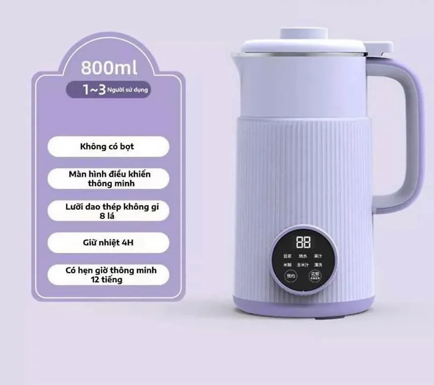 [HCM]Máy Làm Sữa Hạt Đa Năng NHẬT BẢN OSTMARS, Máy Nấu Sữa Hạt ,xay sinh tố đa năng BZK-DJ01 Dung Tích 800ml, Công Suất 500W,Chất Liệu Inox 304 Vừa Nấu Vừa Xay Cao Cấp ,lưỡi dao 8 cánh xay nhuyễn ,Có Chế Độ Hẹn Giờ Thông Minh
