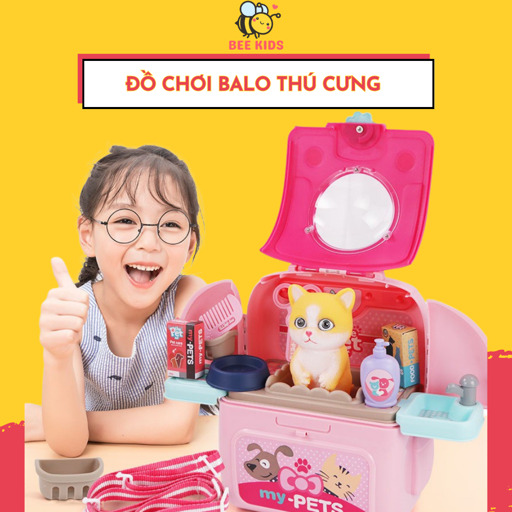 Balo đồ chơi chăm sóc thú cưng cho bé, đồ chơi trí tuệ,balo mini, balo thú cưng , đồ chơi balo thú cưng