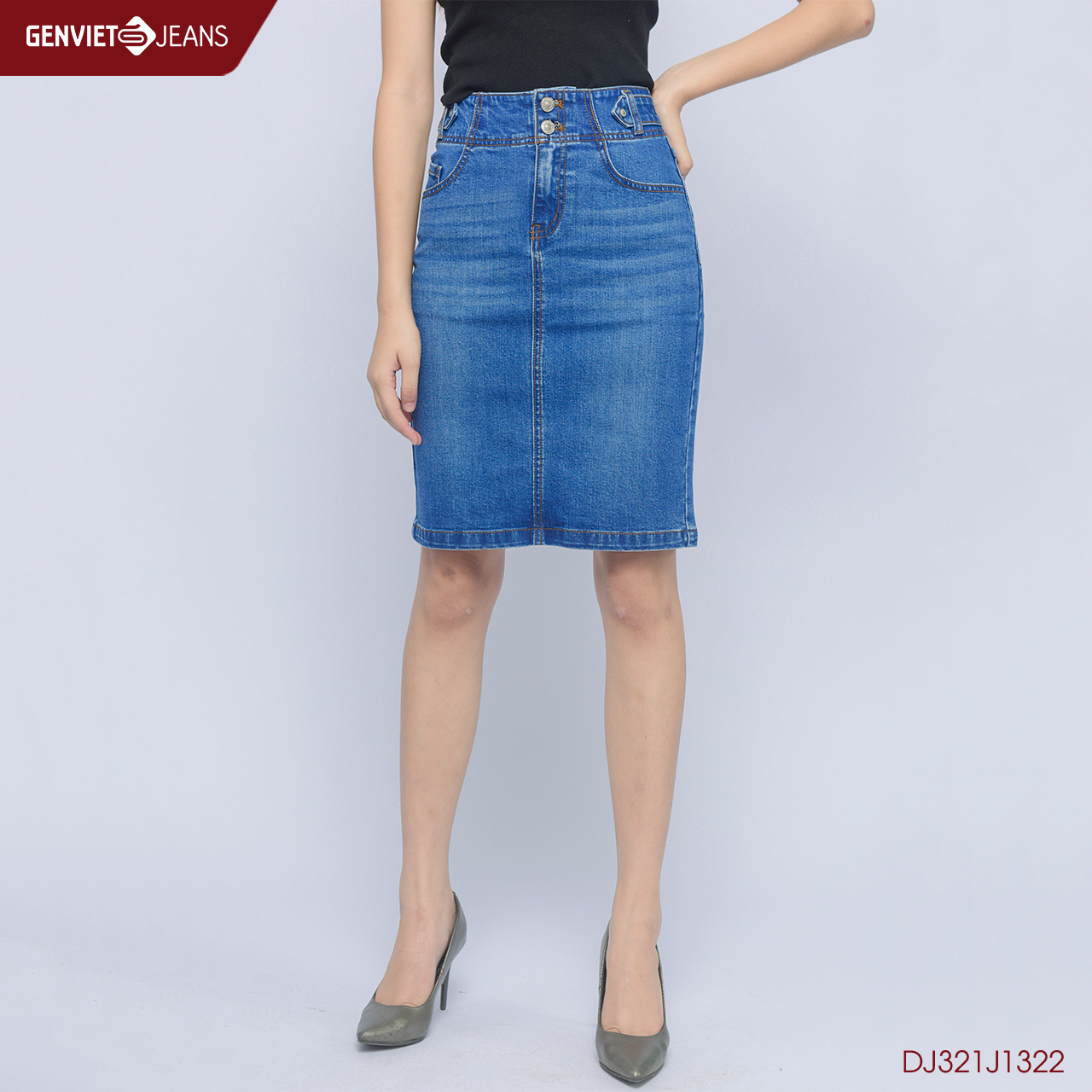 Chân váy jeans nữ dj321j1322 genviet