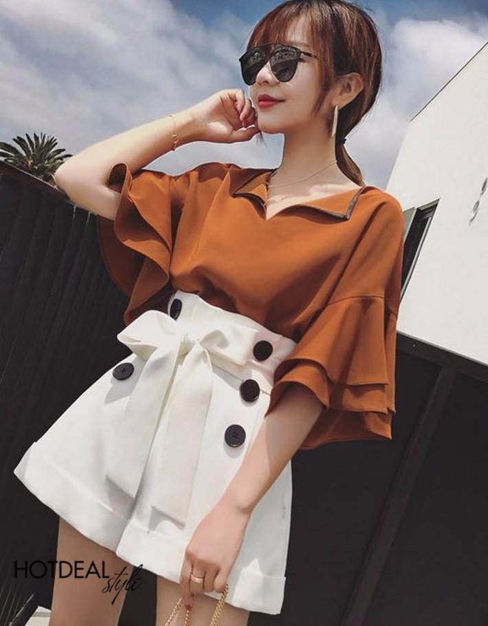 Áo kiểu tay loe cổ bẻ xinh xắn