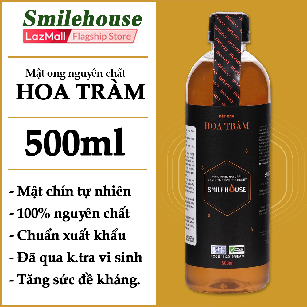 Mật ong nguyên chất hoa tràm Smilehouse 500ml, nguyên chất, an toàn, cam kết đúng chất lượng, chăm sóc da, chăm sóc sức khỏe, siêu tiết kiệm.
