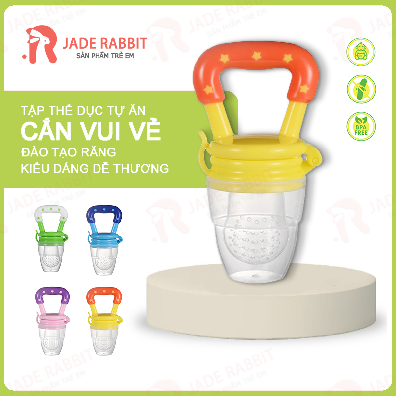 Túi chống hóc cho bé, núm nhai dụng cụ ăn dặm túi nhai chống hóc silicon cho bé ăn hoa quả, túi tập ăn